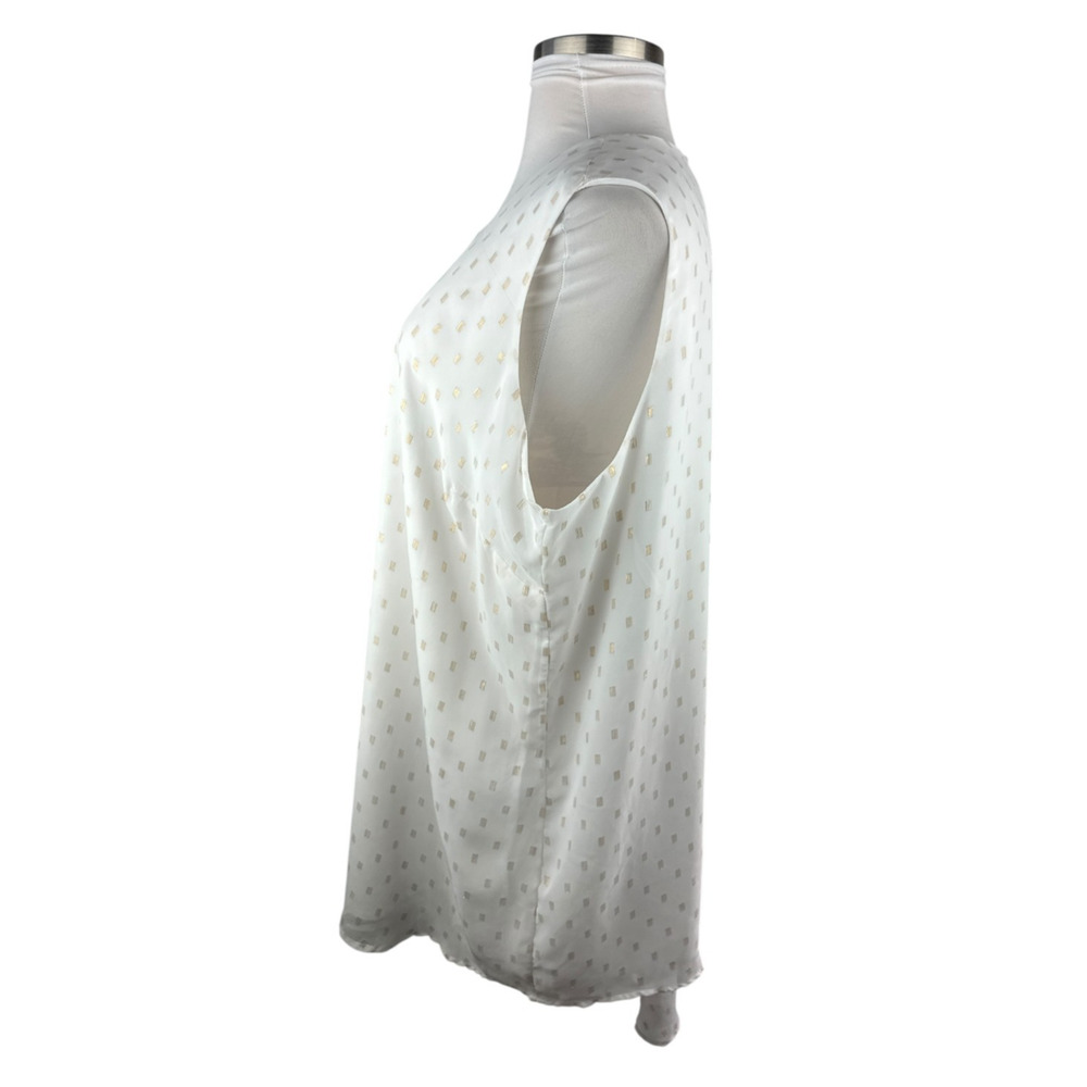 Melissa McCarthy Sleeveless Tunic Top Overlay Blouse White Gold Plus Size 3X - Picture 4 of 16